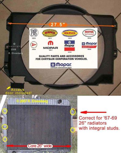 New mopar 67-69 b-body radiator fan shroud gtx r/t charger satellite coronet oem