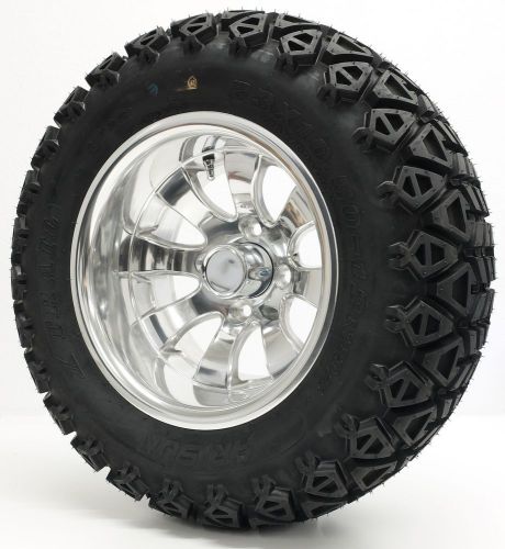 Golf cart 12&#034; polished &#034;elite&#034; wheels and 23x10.5-12 dot all-terrain tires
