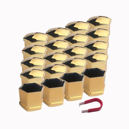 20 plastic gold wheel nut caps bolt covers with removal tool 19mm hex