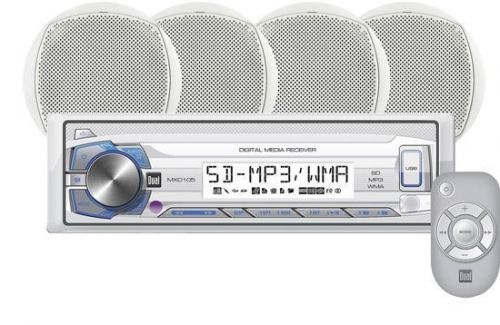 Dual mcp1054s single din digital media marine stereo w/ 4 100w 6.5&#034; speakers