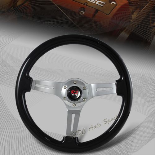 Jdm 345mm 6 hole bolt black wood grain style racing steering wheel universal 1