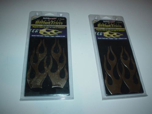 Lot of 2 billet trim gold flames ( total of 4 flames ) car  truck motorcycle
