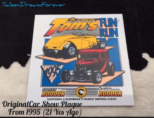 1995 18th tom&#039;s fun run so cal street rod car show metal plaque ford chevy mopar