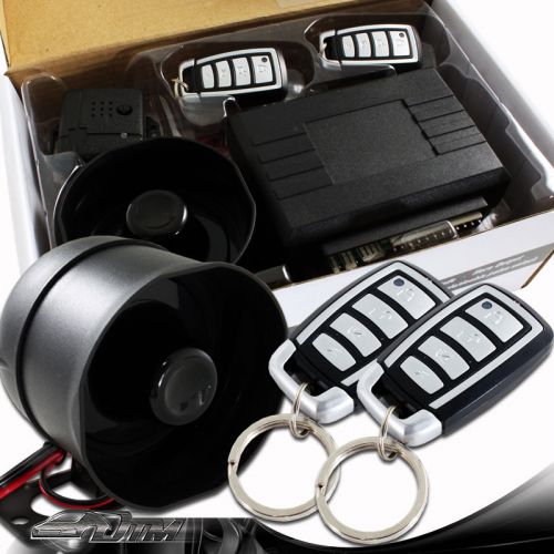 Jdm 1 way anti carjack alarm system black / chrome 4 button remote controller