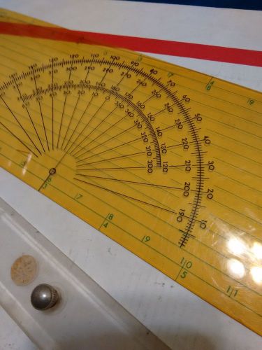 Navigation charting set dividers, 18&#034; parallel rule,  course plotter