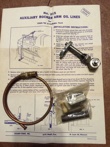 Nors 1960 1961 1962 ford 6 cyl auxiliary rocker arm oil line kit champ items 215