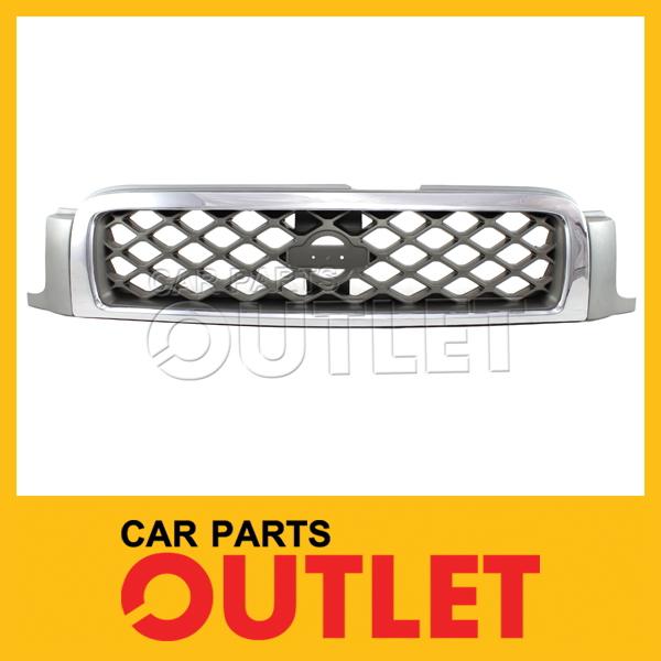 1999-2001 pathfinder se painted silver grille charcoal mesh chrome outer molding