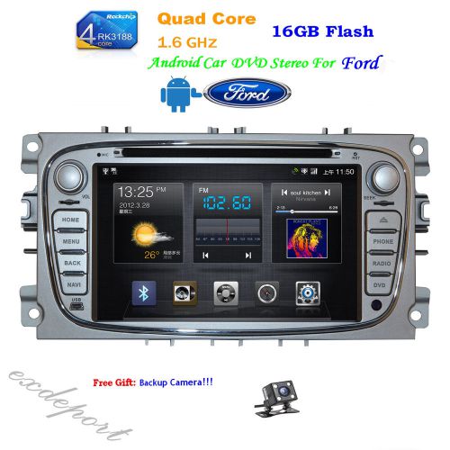 Pure android 4.4 car dvd,stereo,gps,navigation for ford focus/mondeo,radio,aux