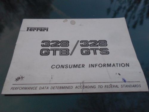 Ferrari 328 gtb / 328 gts consumer information leaflet