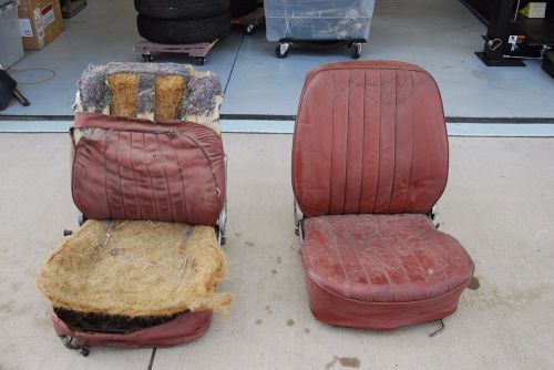 Original porsche 356 b c leather driver &amp; passenger front seats  pair