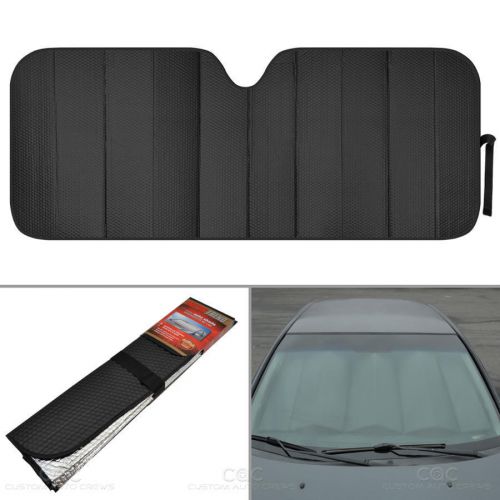 Foldable jumbo car window cover sun shade auto visor - black foil relfective