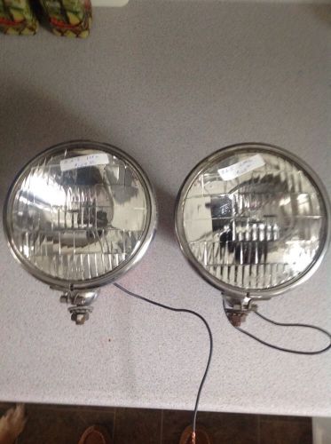 Vintage pair fog king  head lamps car rat rod hot rod tested on 6 v battery work