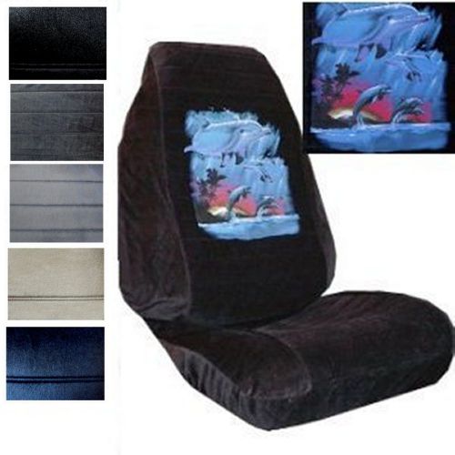 Velour seat covers car truck suv dolphins high back pp #y