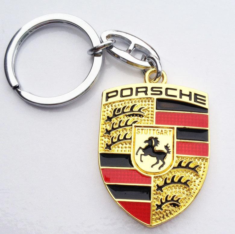 Double sided car auto logo metal key chain ring panamera for porsche car