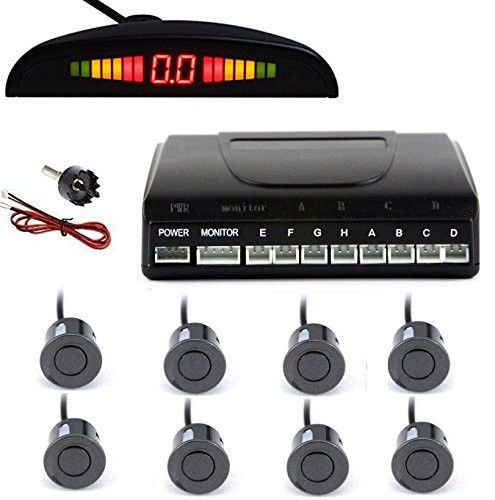 8 pcs parking sensors front and rear parking assist kit ultrasonic sensor black