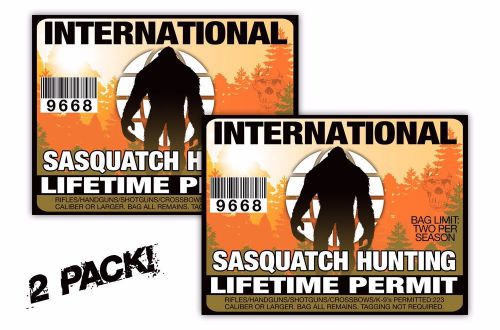 2x sasquatch hunting permit license decal atv mx utv sled sticker international