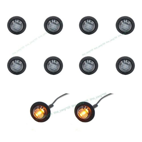 10x 12v round 3/4&#034; amber clearance lamp smoked lens led for truck side marker