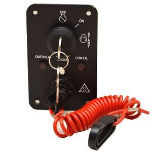 Bennington marine boat ignition / kill switch panel with keys and warning lights