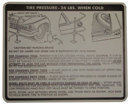 1959 buick jack instructions decal
