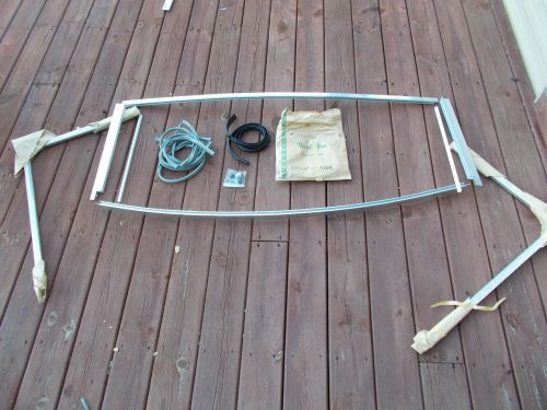 Nos vintage boat windshield frame kit 58&#034; x 20&#034; with side braces without glass