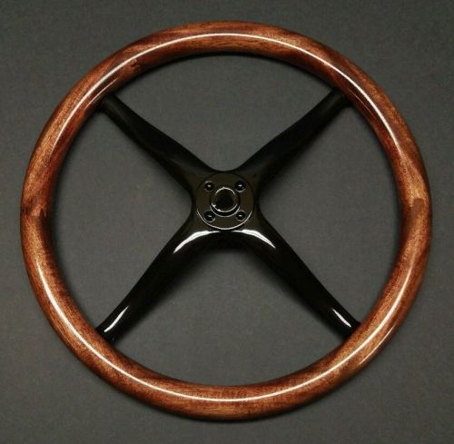 16&#034; mahogany model t steering wheel rim on a steel spider. dark finish.