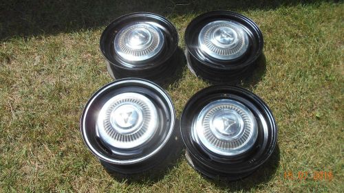 14 x 5 vintage mopar steel wheel set of 4 w/ oem dog dish hubcaps 5 x 4.5 dodge