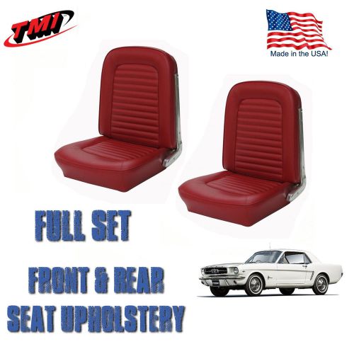 1966 mustang front and rear seat upholstery red vinyl made in usa by tmi