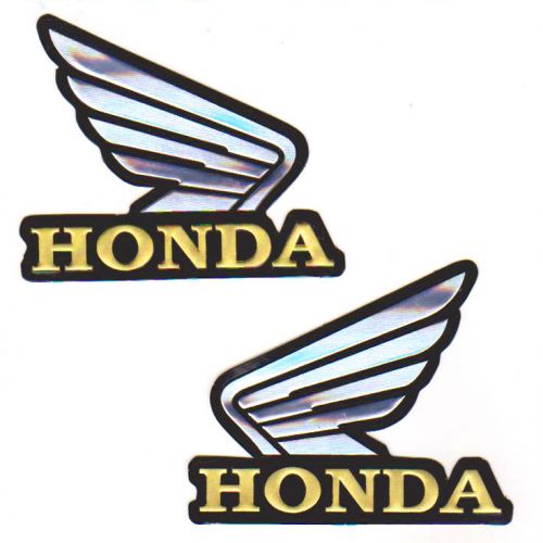 2pc. gold honda wing reflective sticker die-cut foil emboss auto motor sports