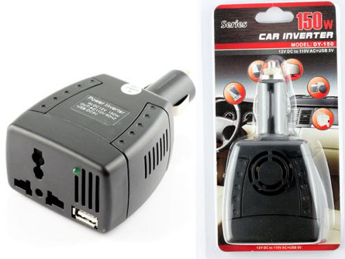 12v dc to 220v ac + 5v usb port 220v appliance adapter 150w car power inverter