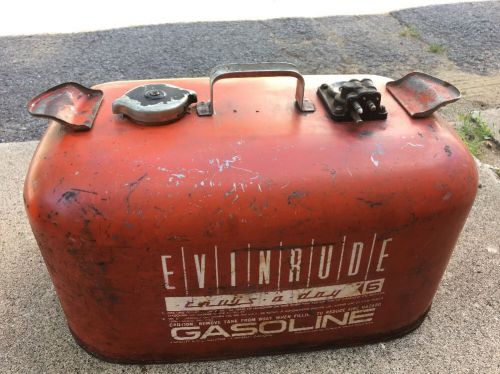 Vintage evinrude cruis-a-day 6 gallon metal outboard motor gas tank can