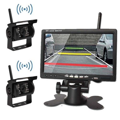 2 wireless night vision rearview back up camera system+7&#034;monitor fr rv truck bus