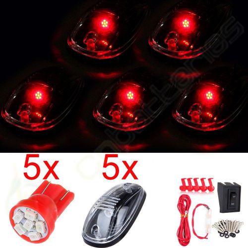 5x roof top red led light car cab marker running lamp clear harness accessories