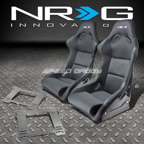Nrg fiberglass bucket racing seats+stainless steel bracket for mk3 vw golf/gti