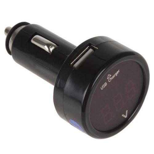 2 in1 usb digital led display voltmeter readout car charger battery monitor