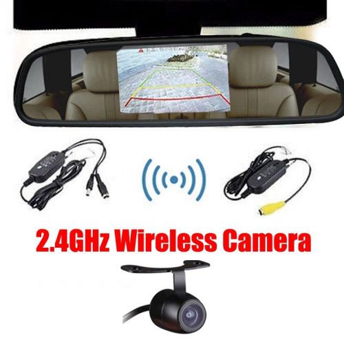 4.3&#034;lcd car rear view mirror monitor wireless night vision backup reverse camera