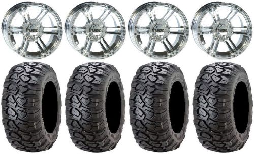 Itp ss212 chrome golf wheels 12&#034; 23x10-12 ultracross tires yamaha
