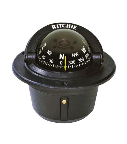 New f50 black explorer flush mount marine compass for power boat - ritchie f-50