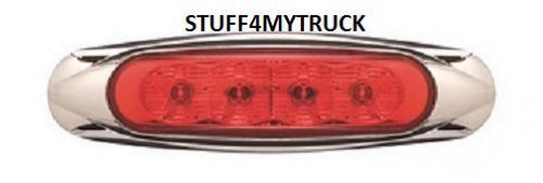 (2) two miroflex red surface mnt led marker lights 4 bright diodes chrome bezel