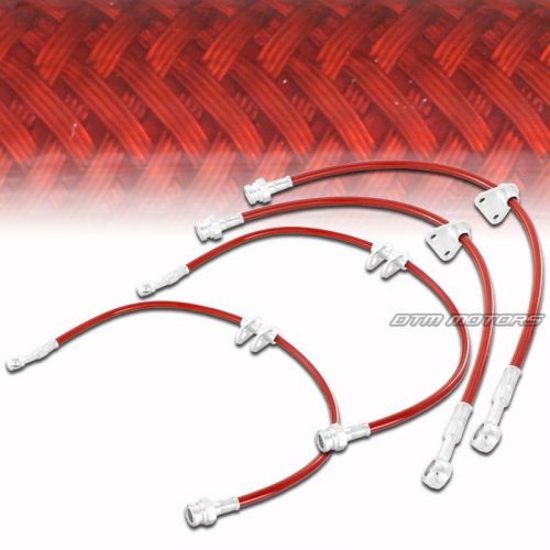 2000-2004 honda s2000 2.0l/2.2l front &amp; rear stainless steel brake lines - red