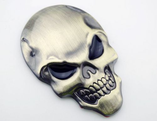 5cm bronze metal tank fairing fender demon skull emblem decal sticker motorcycle