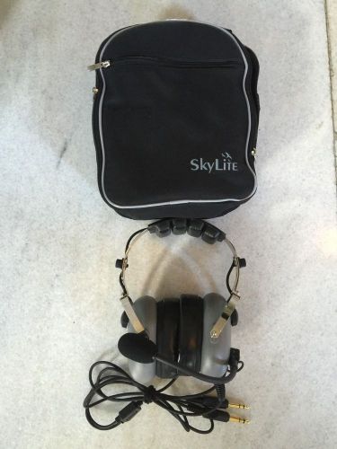 Sl-900m grey skylite aviation ga headset gel seal, dual plug with flight bag mp3