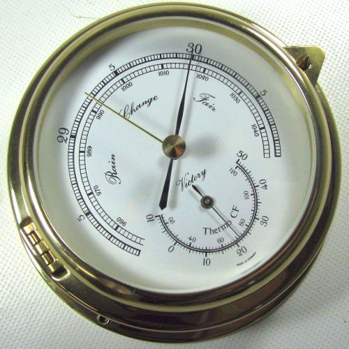 Victory ba612 brass 4&#034; barometer thermometer &#034;yacht&#034; dual scale 135-958