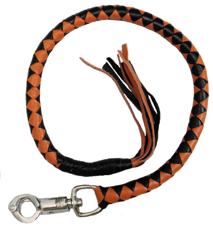 Leather get back whip for harley & other motorcycle "get-back" whip (3-ft long)