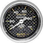 Autometer carbon fiber series-fuel press gauge 2-1/16 mechanical 0-100 psi 4712