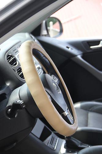 Dodge ford beige leather wrap steering wheel cover car truck circle cool 58003