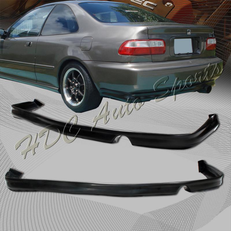 1992-1995 honda civic sedan/coupe tr style polyurethane pu black rear bumper lip