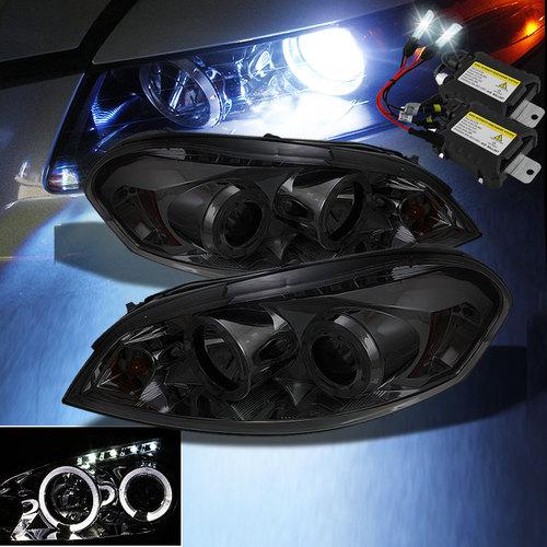 Slim 6000k xenon hid+smoked 06-13 impala halo led projector headlights lights