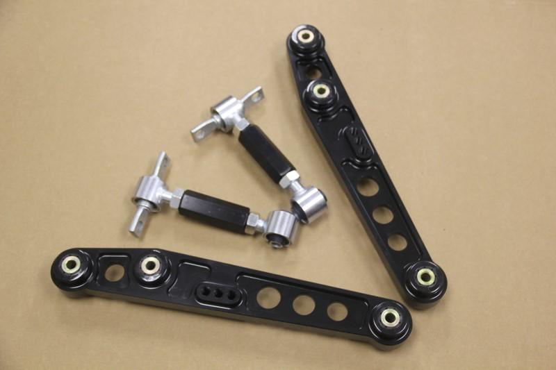 Black series rear upper lower control arm camber suspension kit civic crx 88-91 