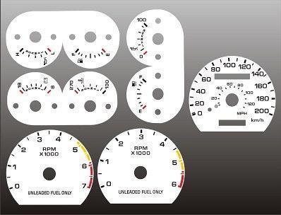 1990-1993 ford mustang 200kmh metric instrument cluster white face gauges 90-93