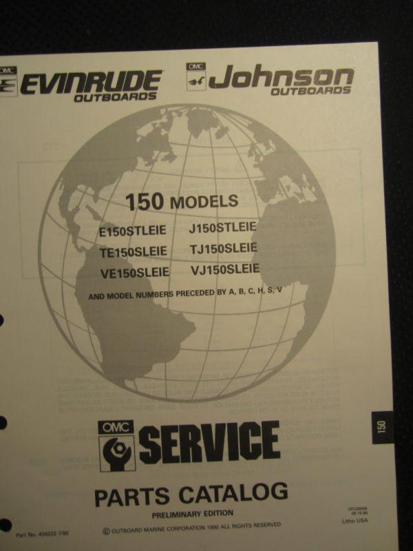 1991 omc evinrude johnson outboard motor 150 hp parts catalog manual 